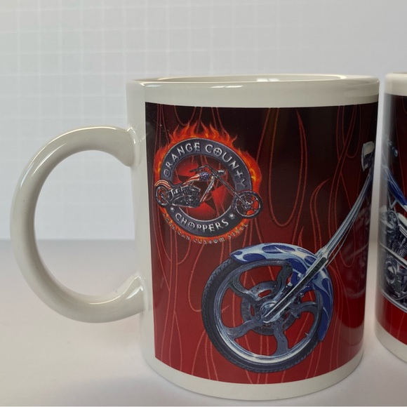 Orange County Choppers Mugs Set If 2 Motorcycle American Custom Steel Chrome EUC - Picture 2 of 16